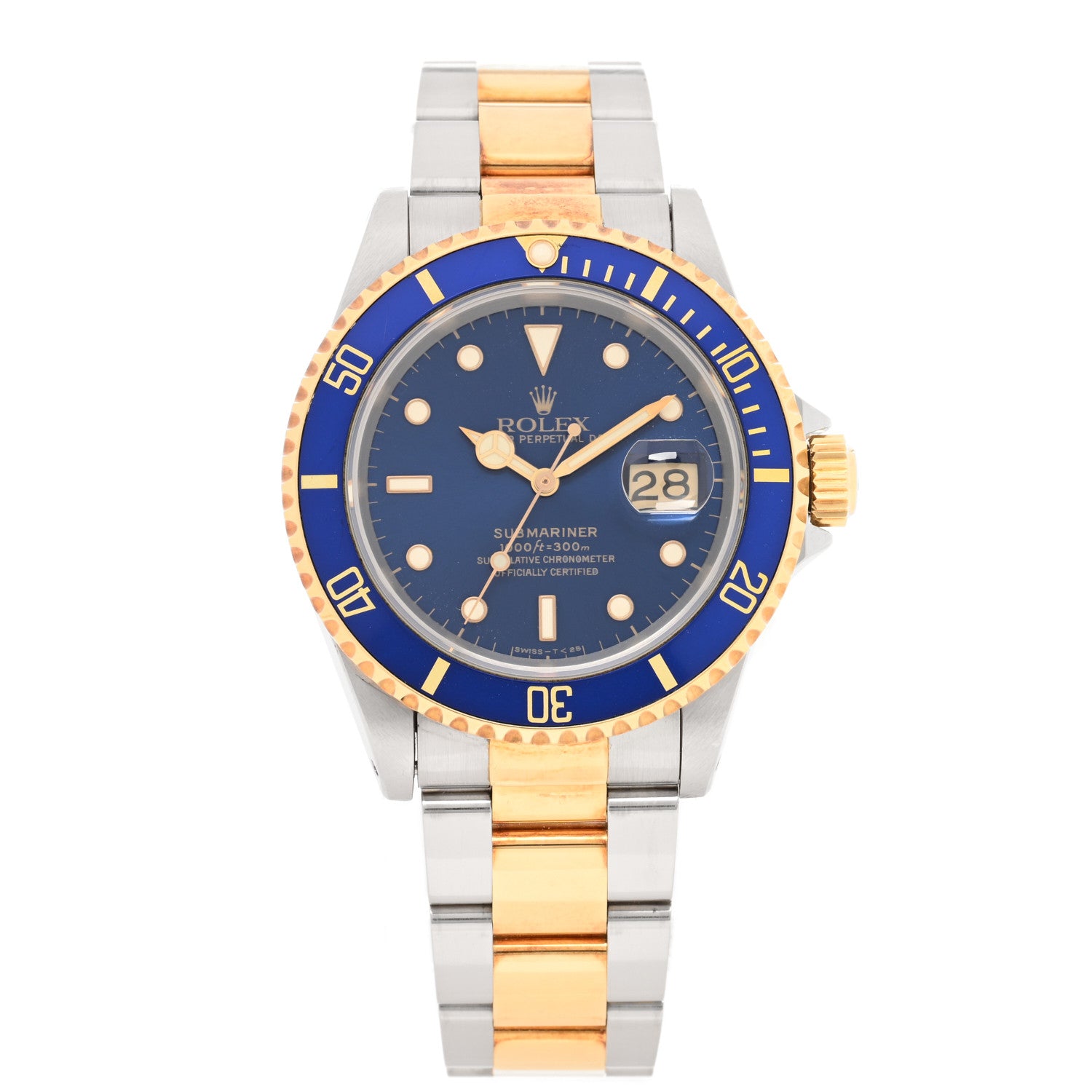 Rolex Stainless Steel 18K Yellow Gold 40mm Submariner Date Watch Royal Blue 16613 1 of 4