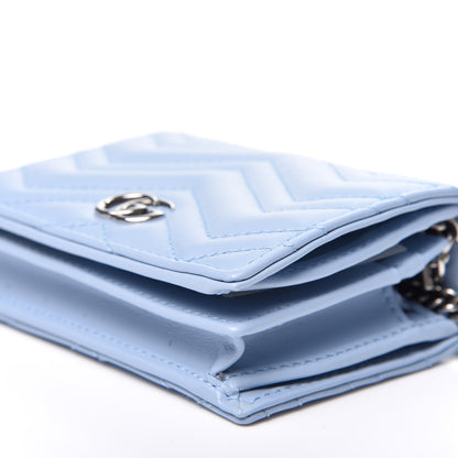 Gucci Calfskin Matelasse GG Marmont Mini Wallet On Chain Porcelain Light Blue 7 of 11