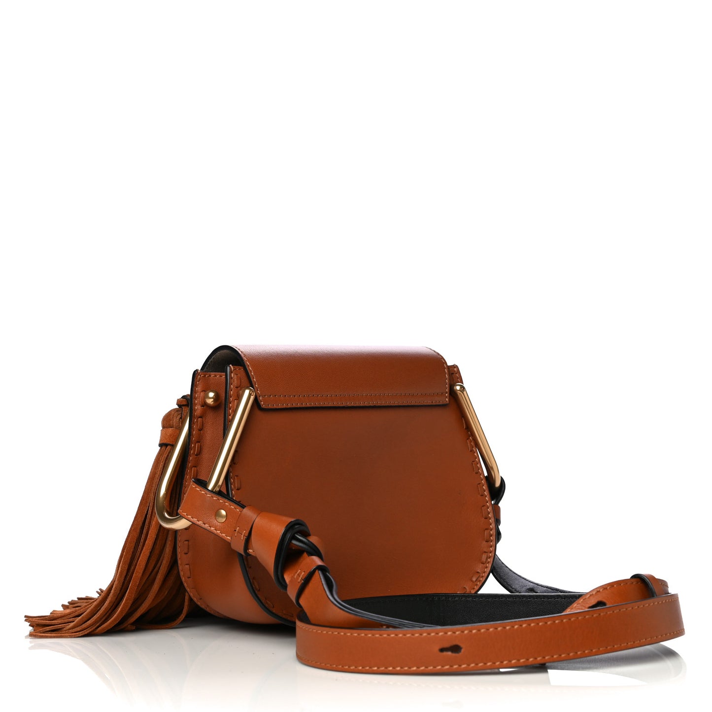 Calfskin Hudson Fringe Shoulder Bag Caramel