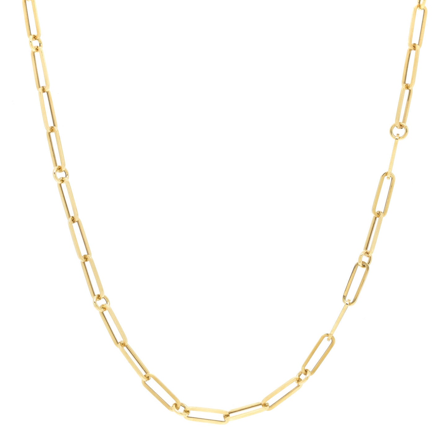 18K Yellow Gold Paper Clip Link Necklace