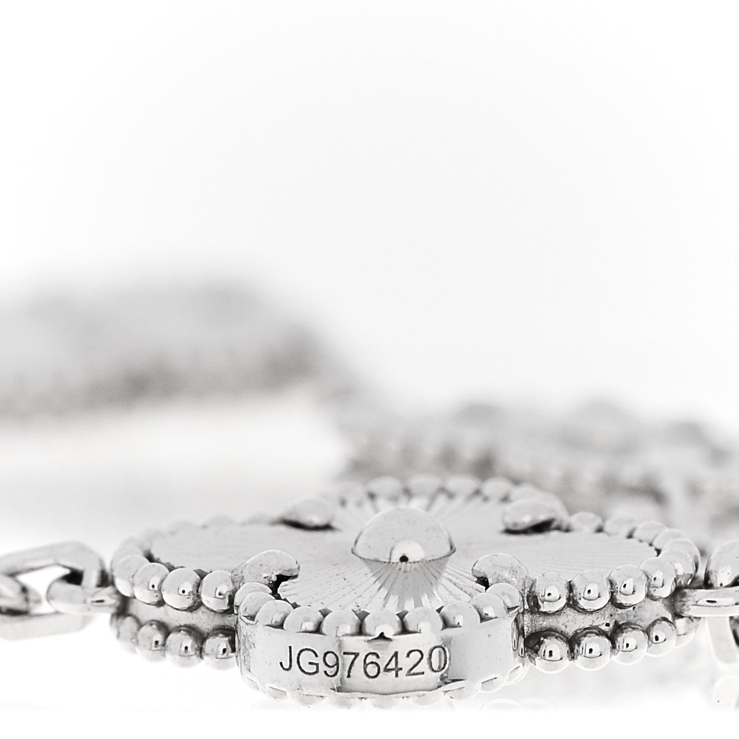 Van Cleef & Arpels 18K White Gold 5 Motifs Guilloche Vintage Alhambra Bracelet 4 of 5