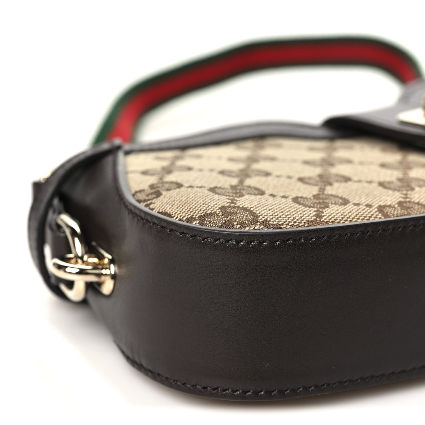 Calfskin Monogram Mini Moon Side Shoulder Bag Brown