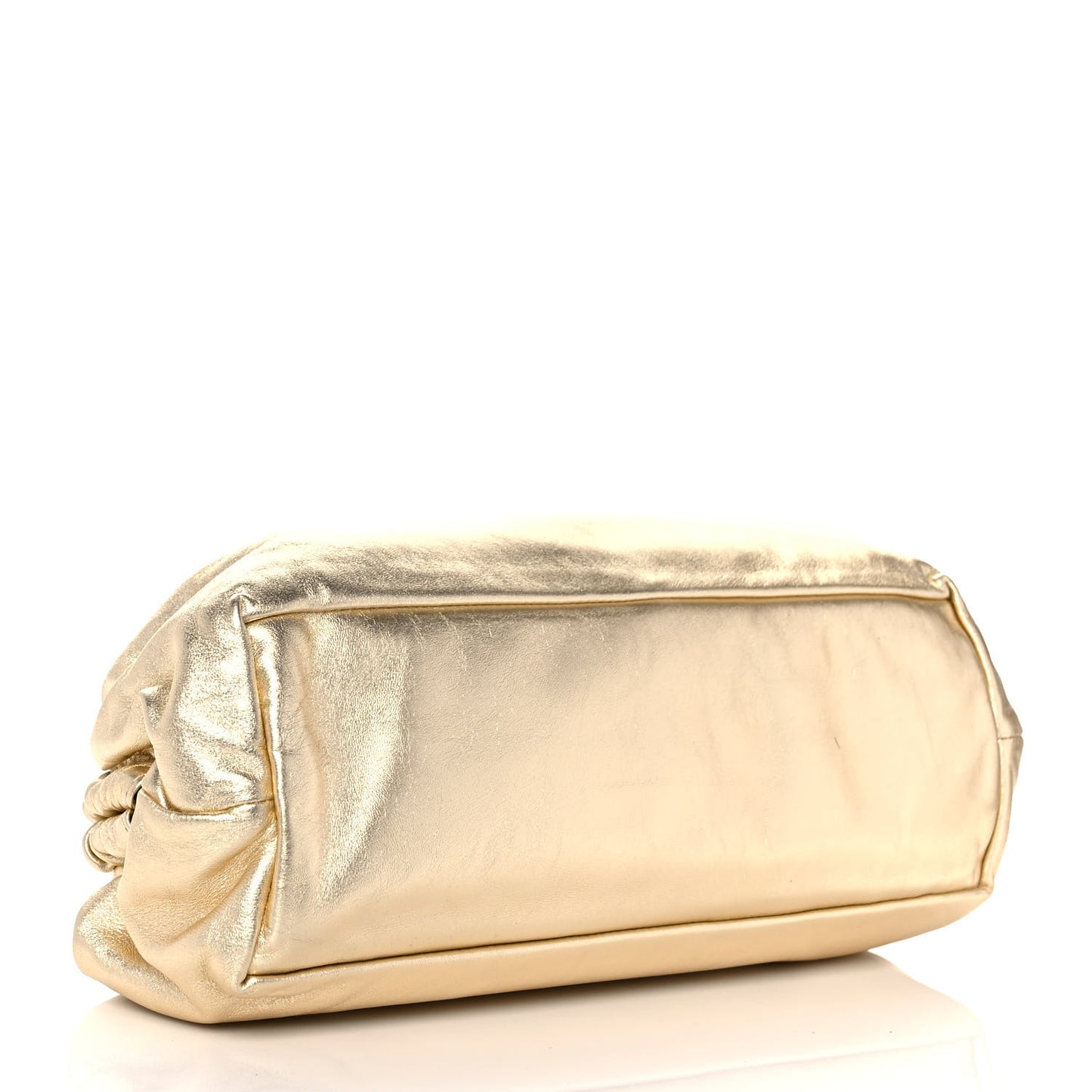 Metallic Lambskin Cloud Clutch Gold