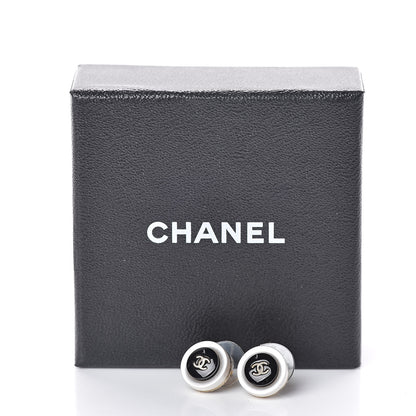 Chanel Resin CC Earrings Black Gold 5 of 5