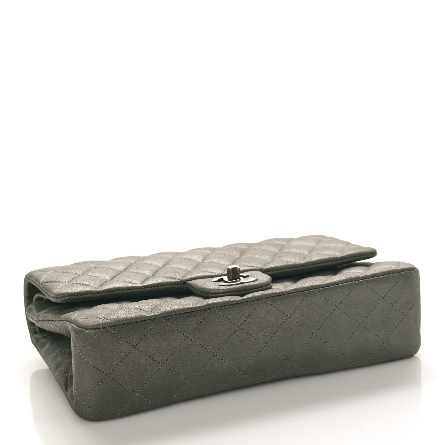 Chanel Iridescent Lambskin Quilted Medium Double Flap Charcoal Grey 4 of 11