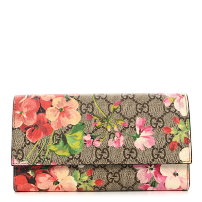 Gucci GG Supreme Monogram Blooms Continental Wallet Beige Multicolor Dry Rose 1 of 8