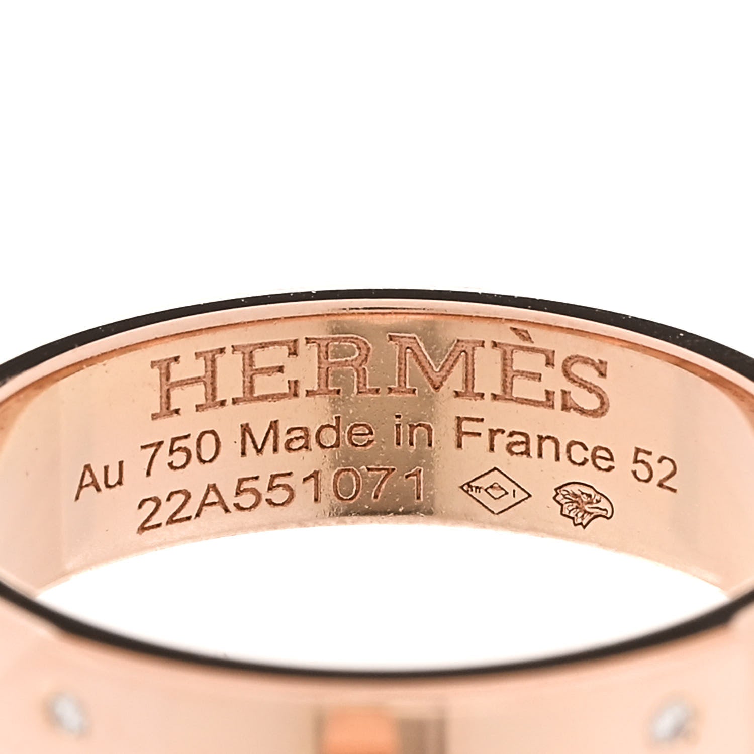 Hermes 18K Rose Gold Diamond PM Kelly Ring 52 6 4 of 4