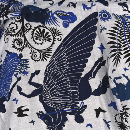 Hermes Cashmere Silk Sous Le Charme d'Orphee Shawl 140 Gris Chine Bleu Electrique 2 of 4