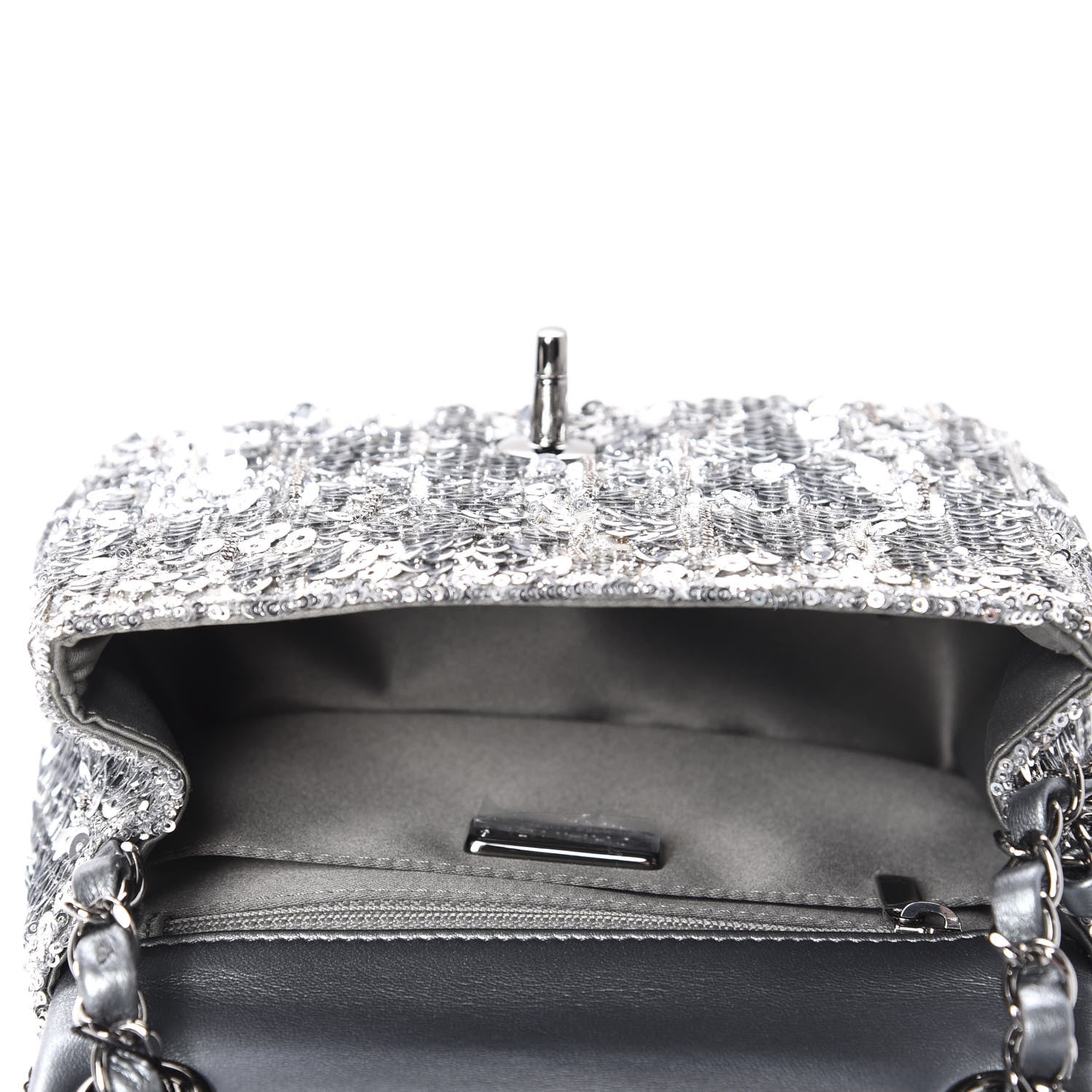 Chanel Sequin Mini Square Flap Silver 5 of 10