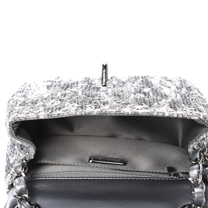 Chanel Sequin Mini Square Flap Silver 5 of 10