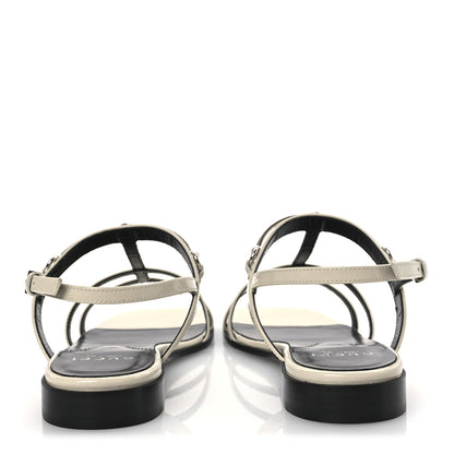 Gucci Calfskin Horsebit Divine Slingback Sandals 37.5 Mystic White 6 of 12