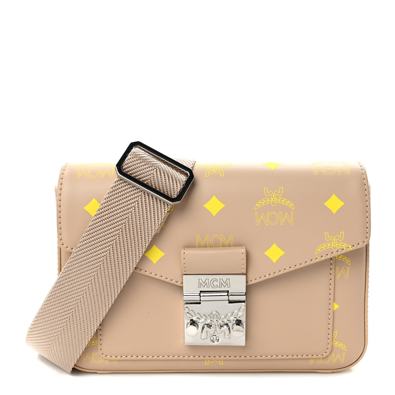 MCM Calfskin Color Splash Logo Crossbody Small Croissant 1 of 11