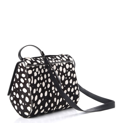 Givenchy Calf Hair Polka Dot Print Medium Pandora Box Crossbody Bag Black White. 3 of 7