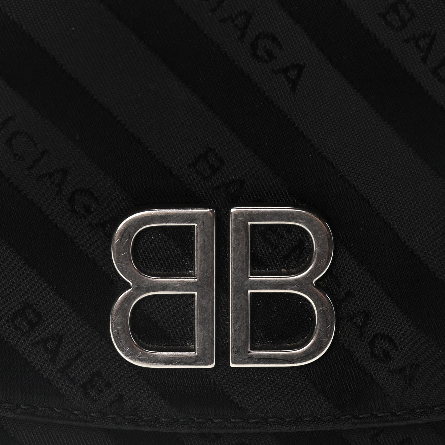 Nylon Jacquard Diagonal Logo S BB Round Shoulder Bag Black