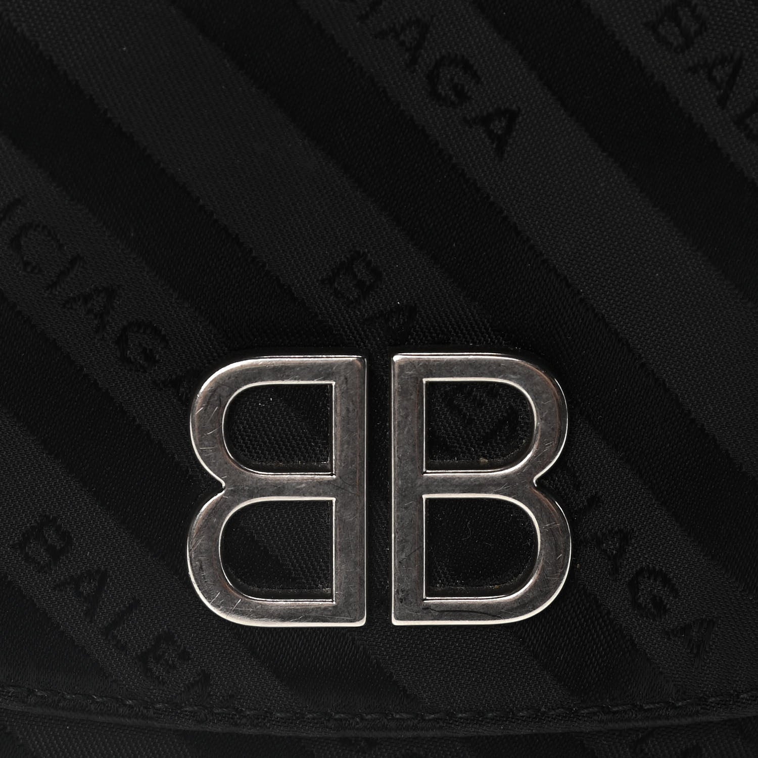 Balenciaga Nylon Jacquard Diagonal Logo S BB Round Shoulder Bag Black 8 of 12