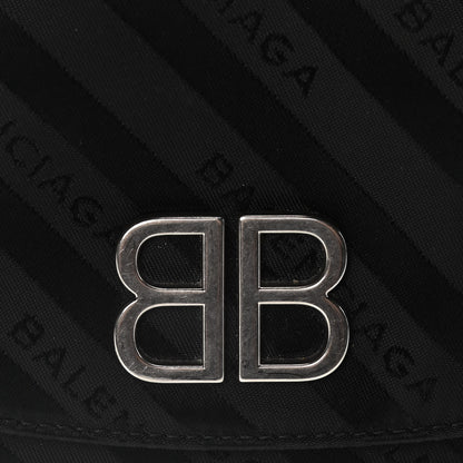 Balenciaga Nylon Jacquard Diagonal Logo S BB Round Shoulder Bag Black 8 of 12