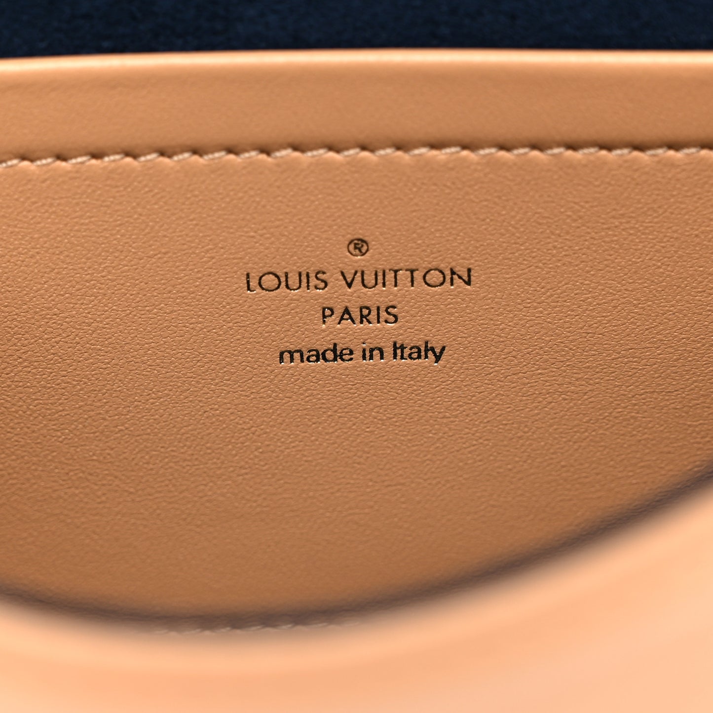 Lambskin Embossed Monogram Pochette Coussin Camel