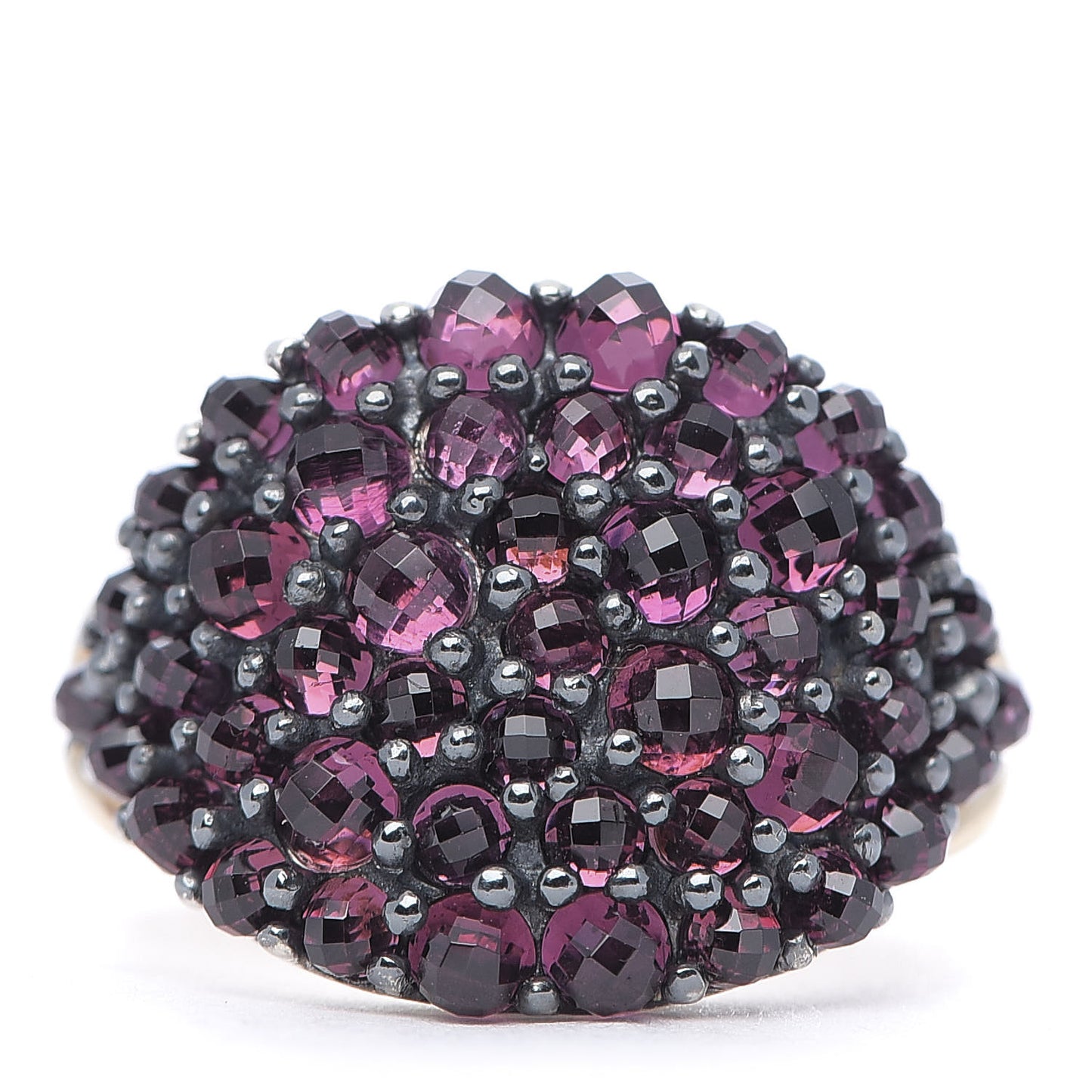 Sterling Silver 18K Yellow Gold Rhodolite Garnet Osetra Cable Berries Pinky Ring 45 3.5