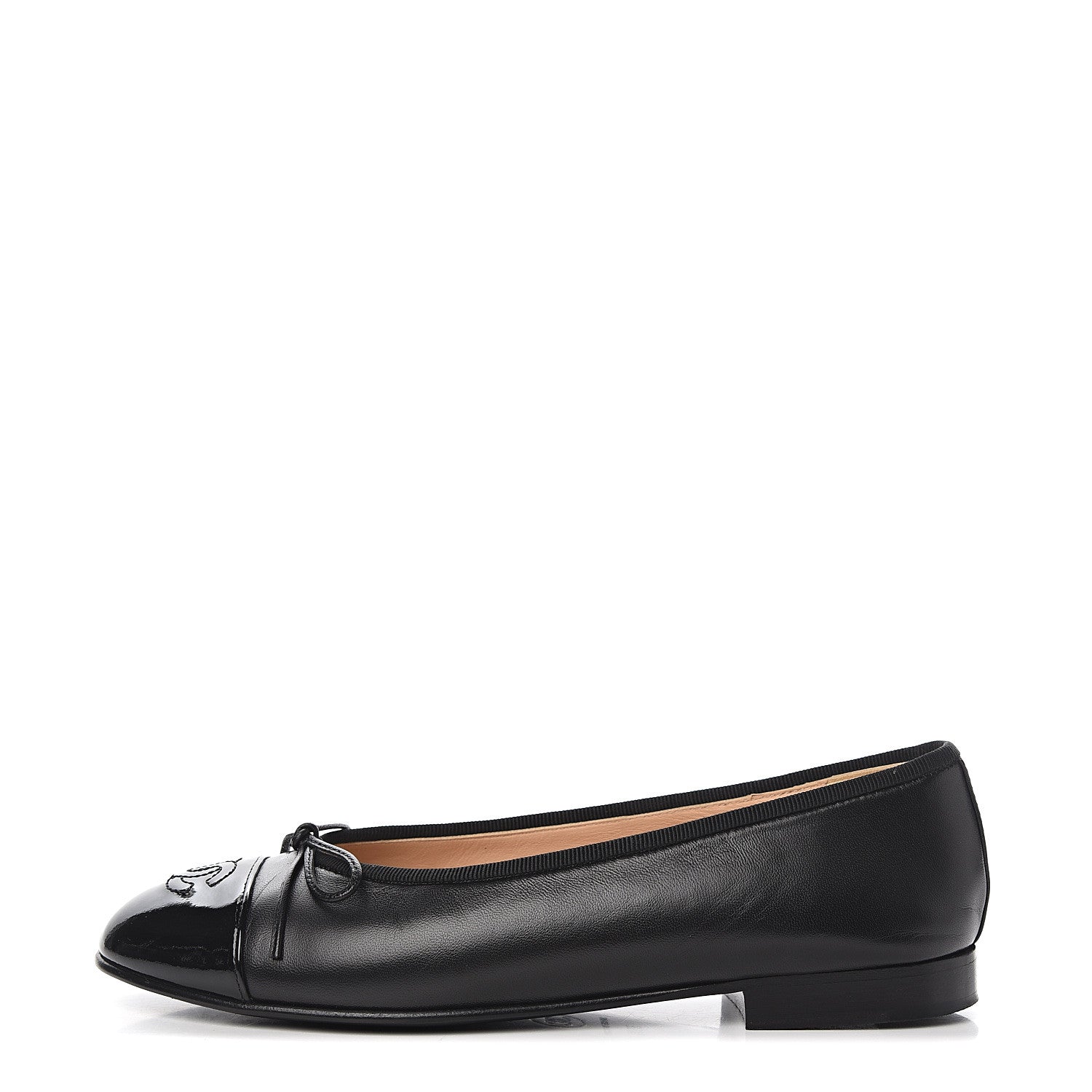 Chanel Lambskin Patent CC Cap Toe Ballerina Flats 36.5 Black 1 of 9