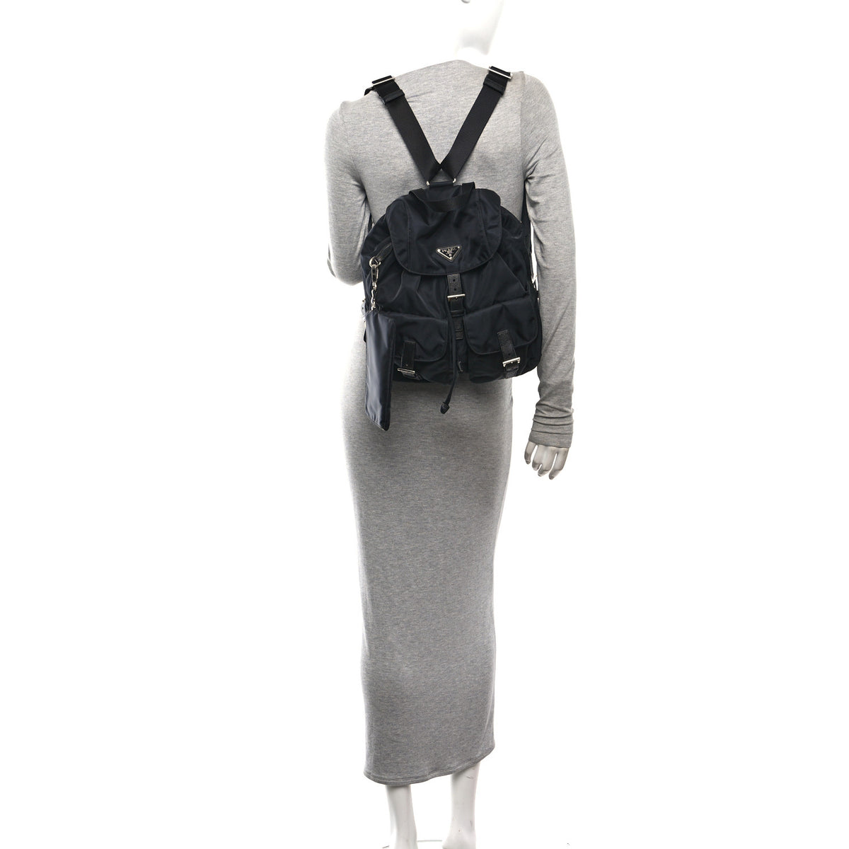 Prada Re-Nylon Vela Saffiano Medium Backpack Black 2 of 12