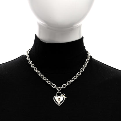 Tiffany Sterling Silver 18K Yellow Gold Heart Lock Key Pendant Necklace 2 of 5