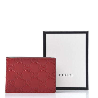 Gucci Guccissima Signature Bi-Fold Wallet Red 9 of 9