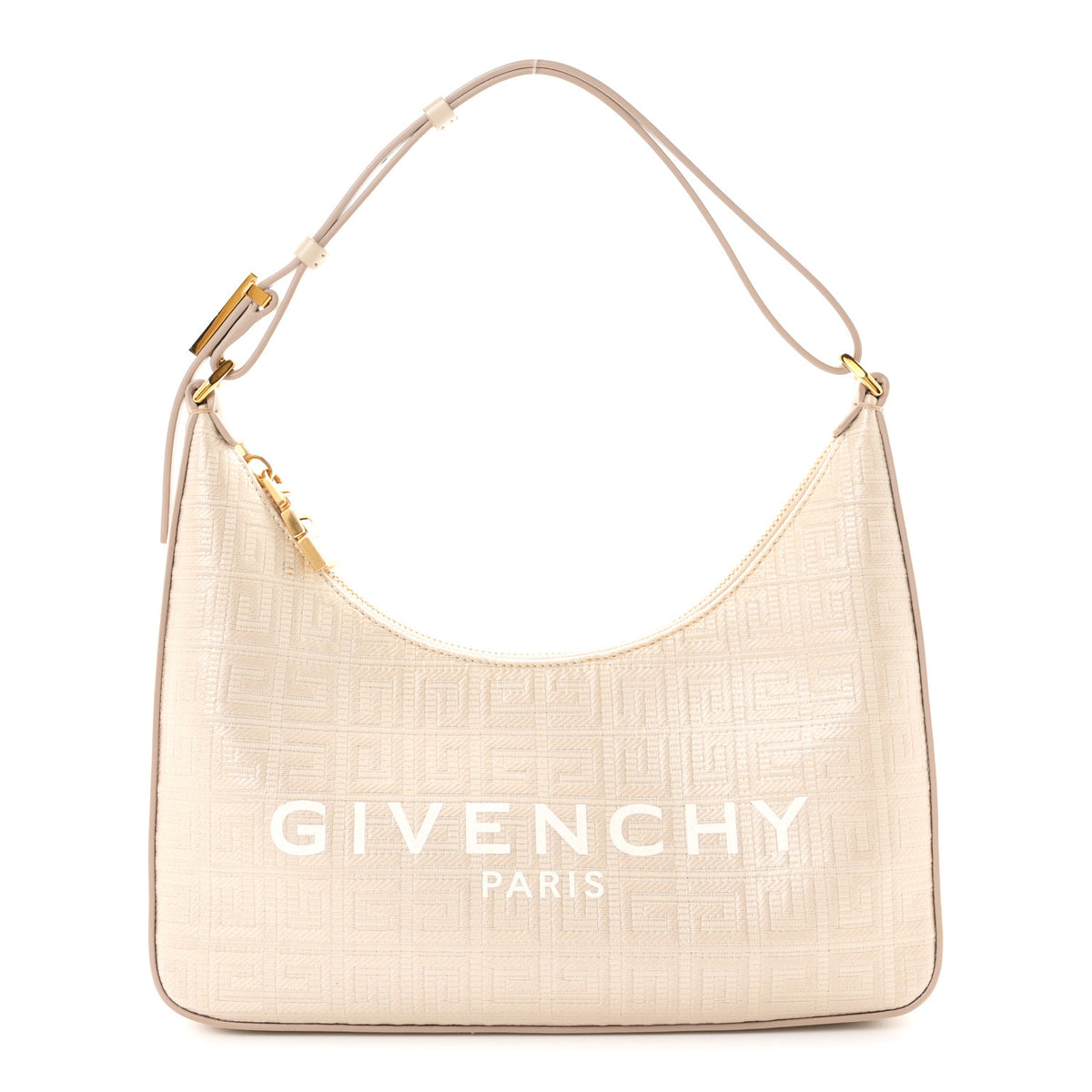 Givenchy Coated Canvas Logo 4G Embossed Small Moon Cut Out Shoulder Bag Natural Beige 2 of 19
