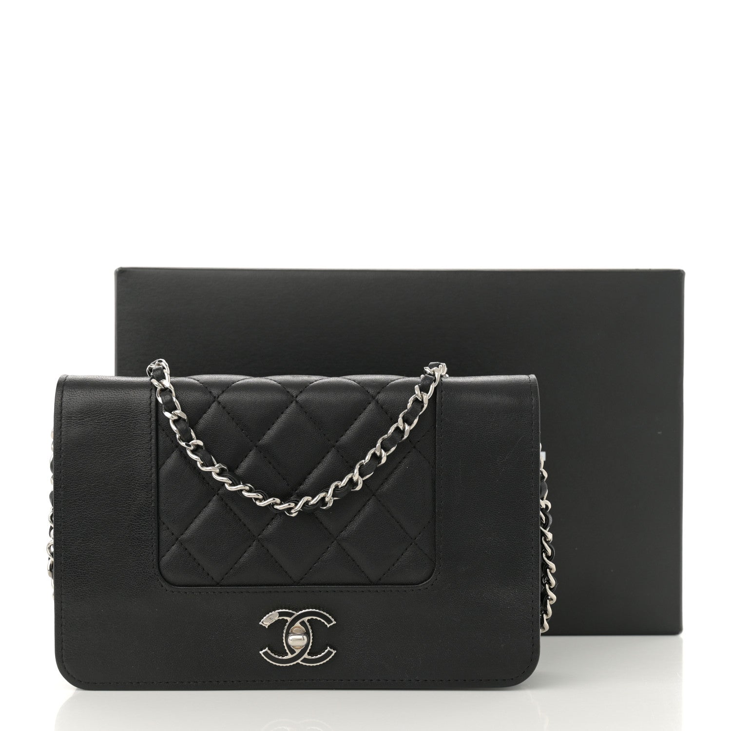 Chanel Sheepskin Quilted Mini Vintage Mademoiselle Wallet On Chain WOC Black 12 of 12