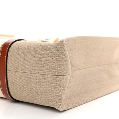 Chloe Linen Calfskin Large Woody Ribbon Tote White Brown 9 of 10