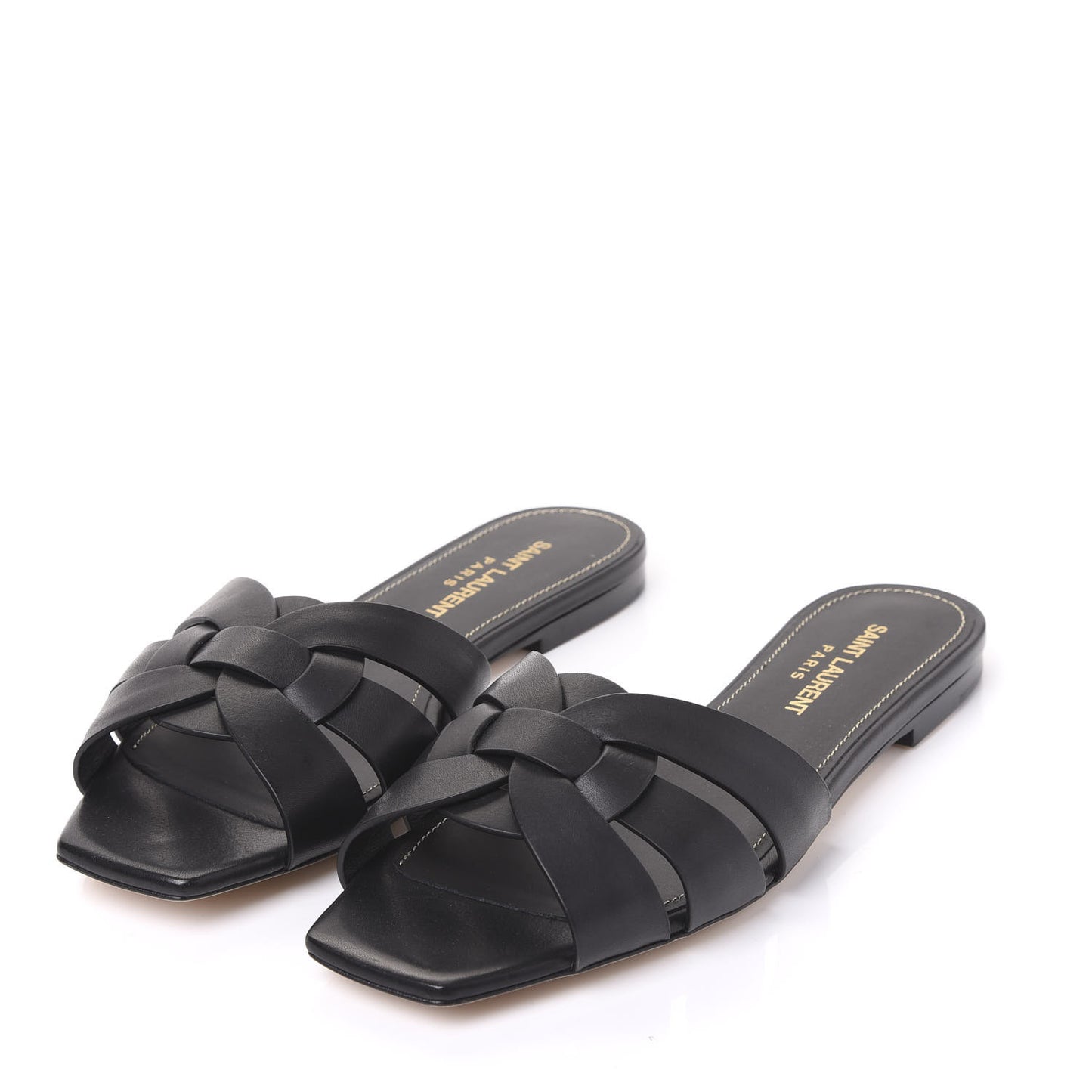 Calfskin Nu Pied 05 Slide Sandals 37 Black