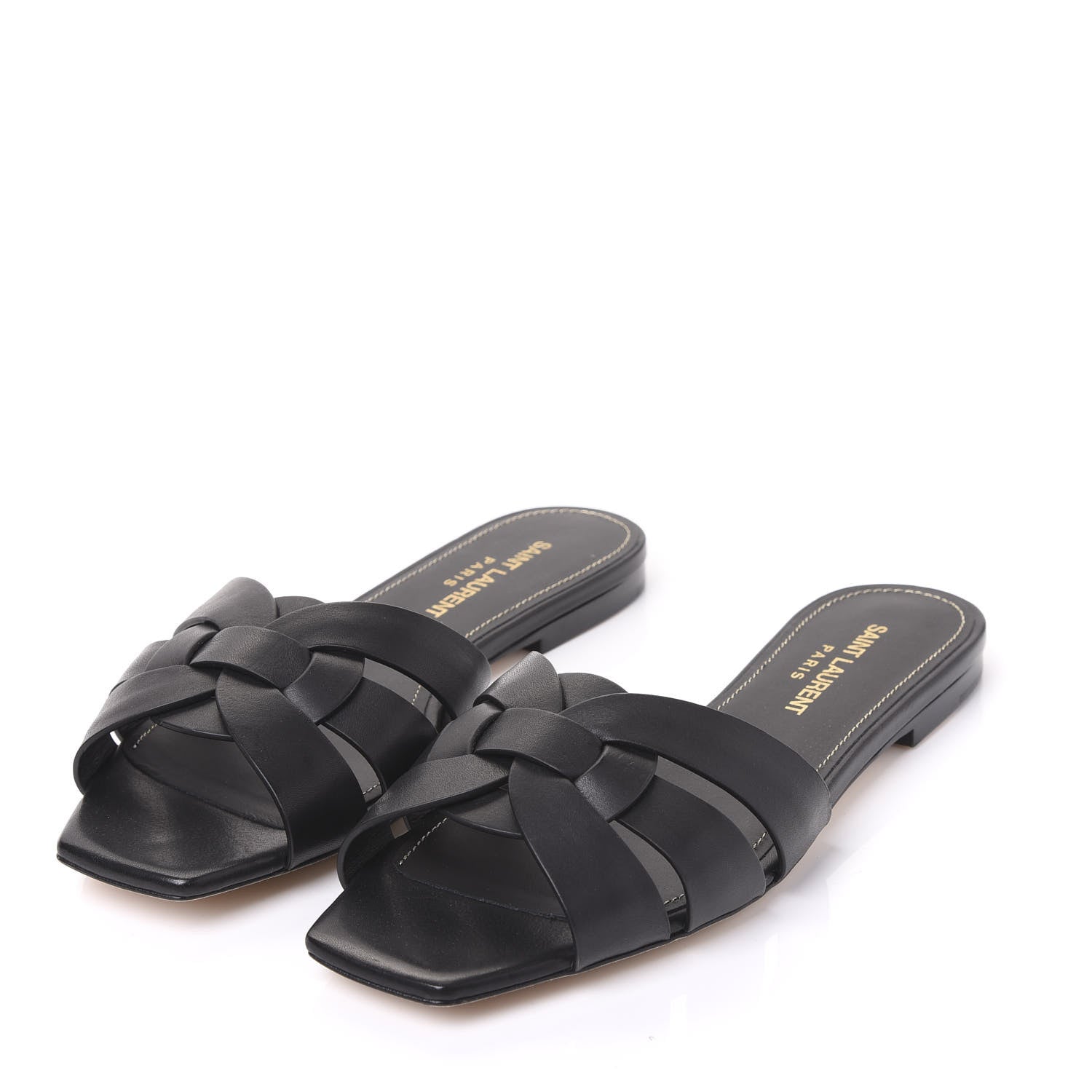 Saint Laurent Calfskin Nu Pied 05 Slide Sandals 37 Black 3 of 9
