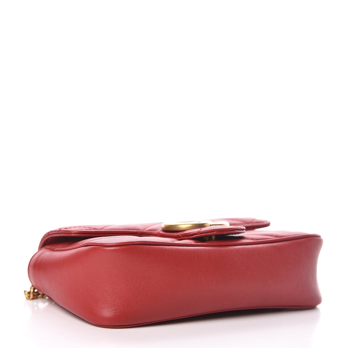 Calfskin Matelasse Super Mini GG Marmont Shoulder Bag Hibiscus Red