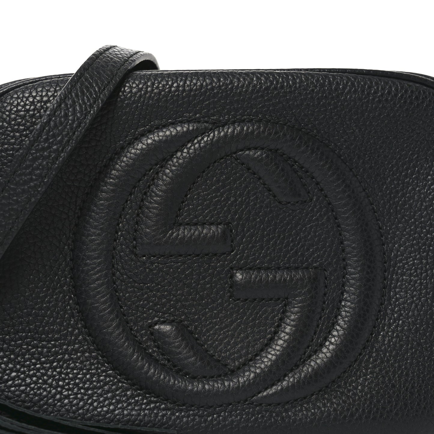 Pebbled Calfskin Small Soho Disco Bag Black