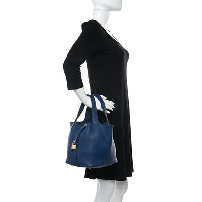 Hermes Taurillon Clemence Picotin Lock 22 MM Bleu Agate 2 of 11