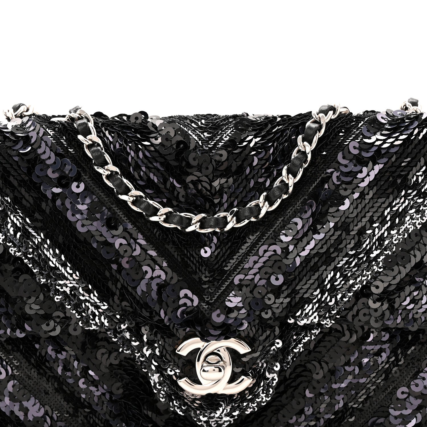 Chanel Sequins Chevron Mini Rectangular Flap Black 8 of 11