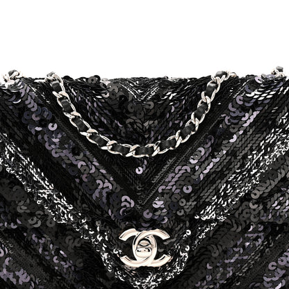 Chanel Sequins Chevron Mini Rectangular Flap Black 8 of 11