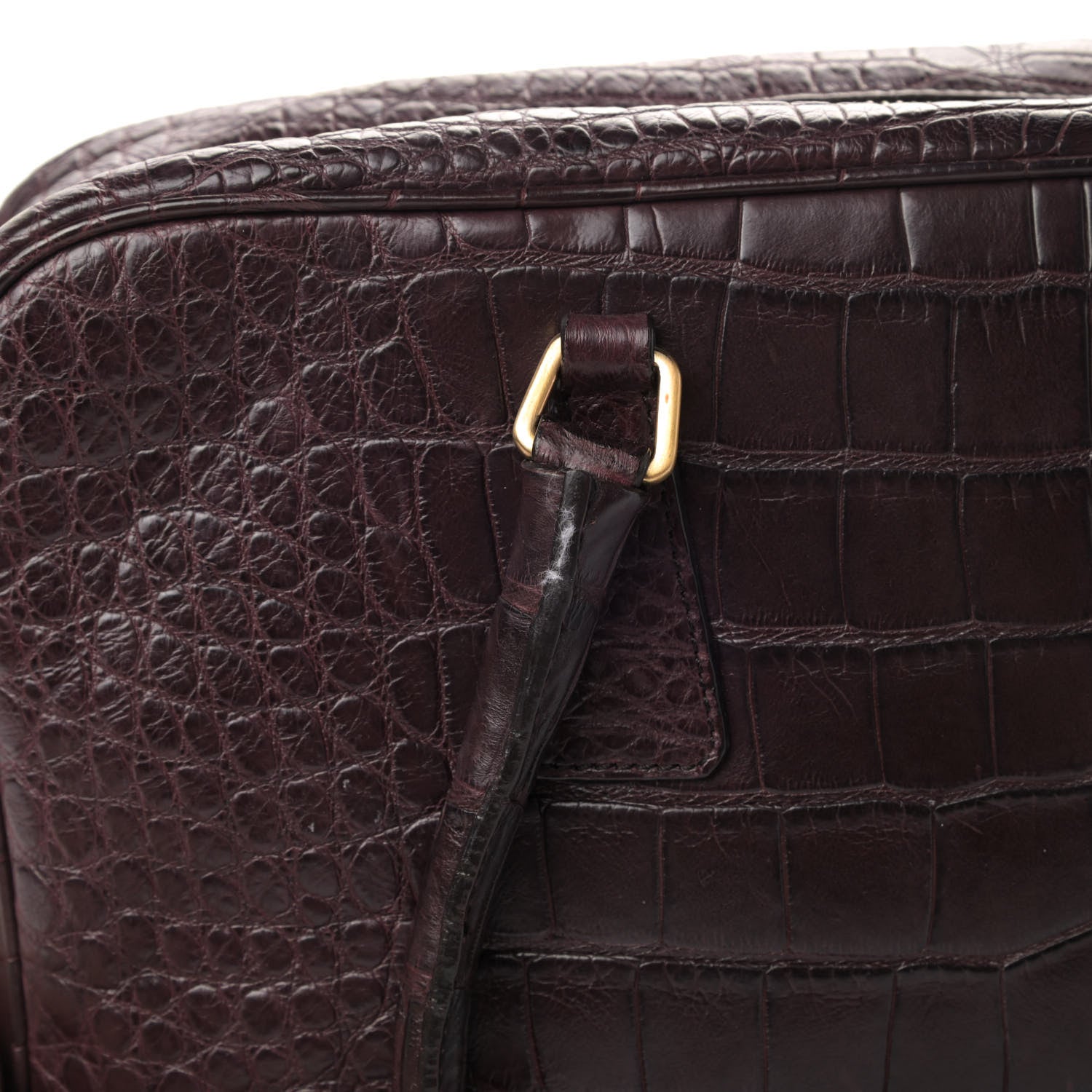 Prada Calfskin Crocodile Embossed Tote Purple 6 of 6