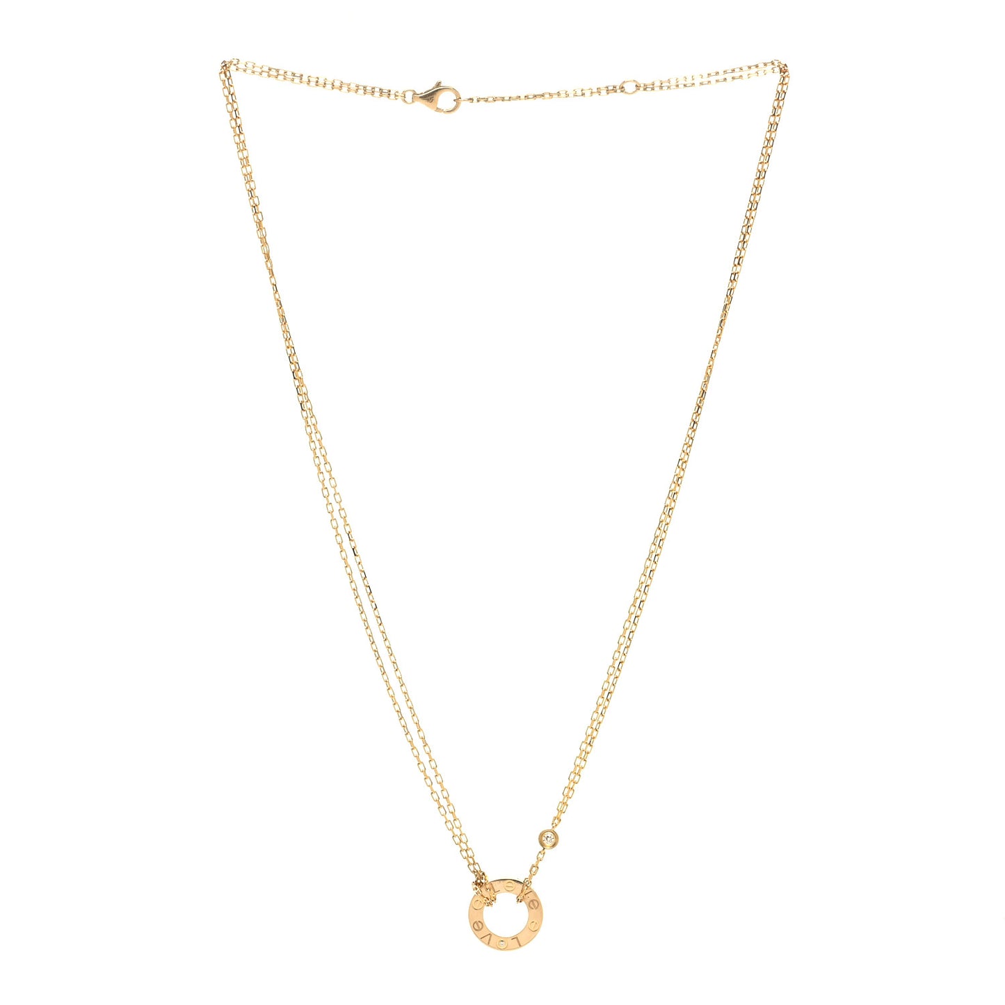 18K Yellow Gold 2 Diamond LOVE Necklace