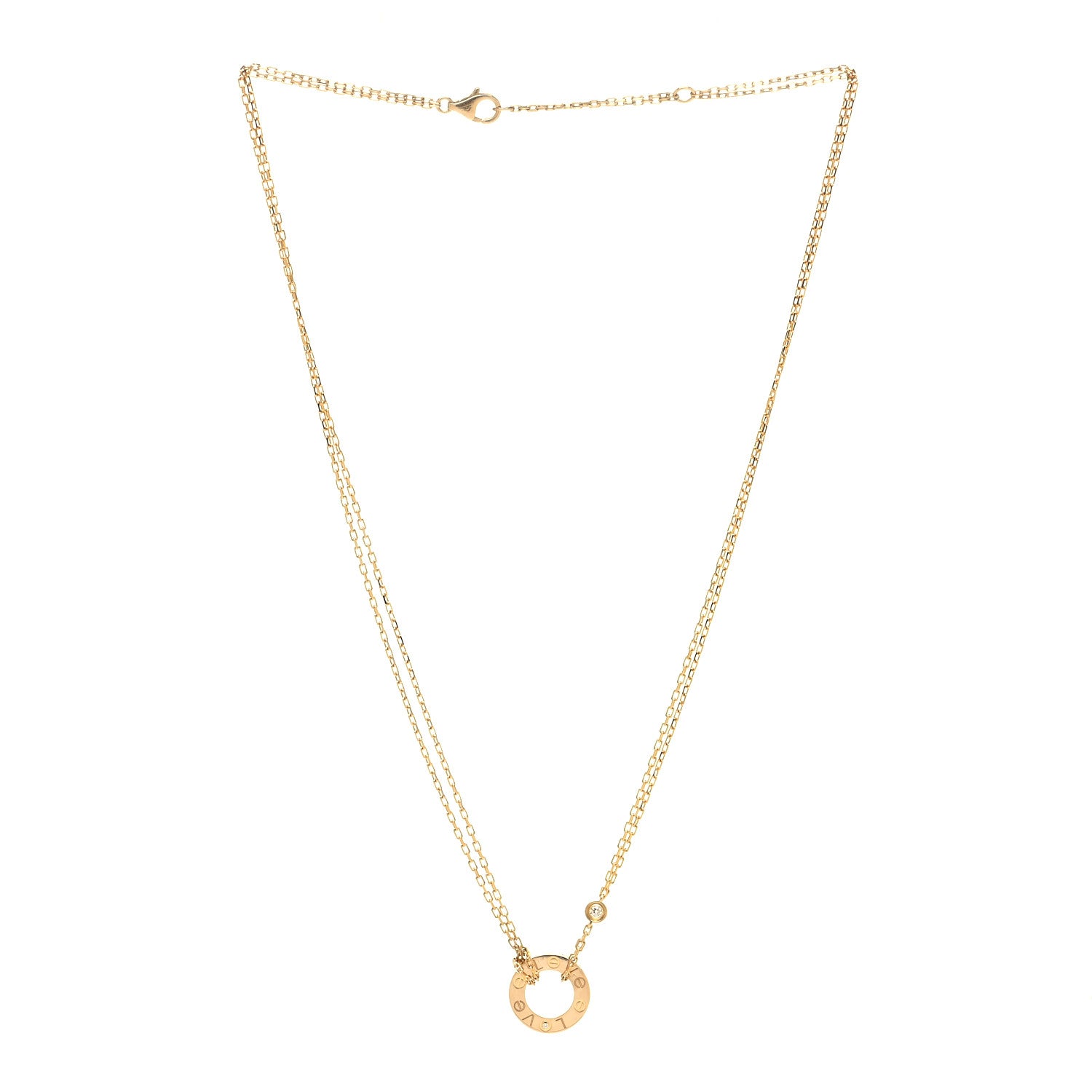 Cartier 18K Yellow Gold 2 Diamond LOVE Necklace 3 of 5