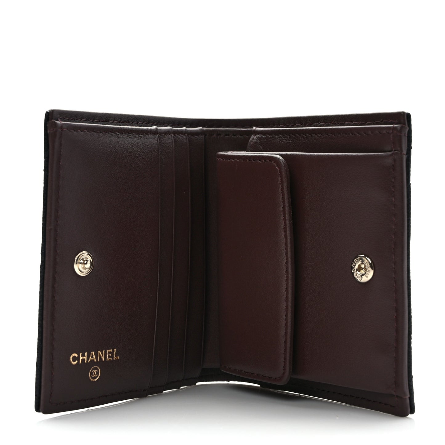 Caviar Quilted Compact Bifold Wallet Black