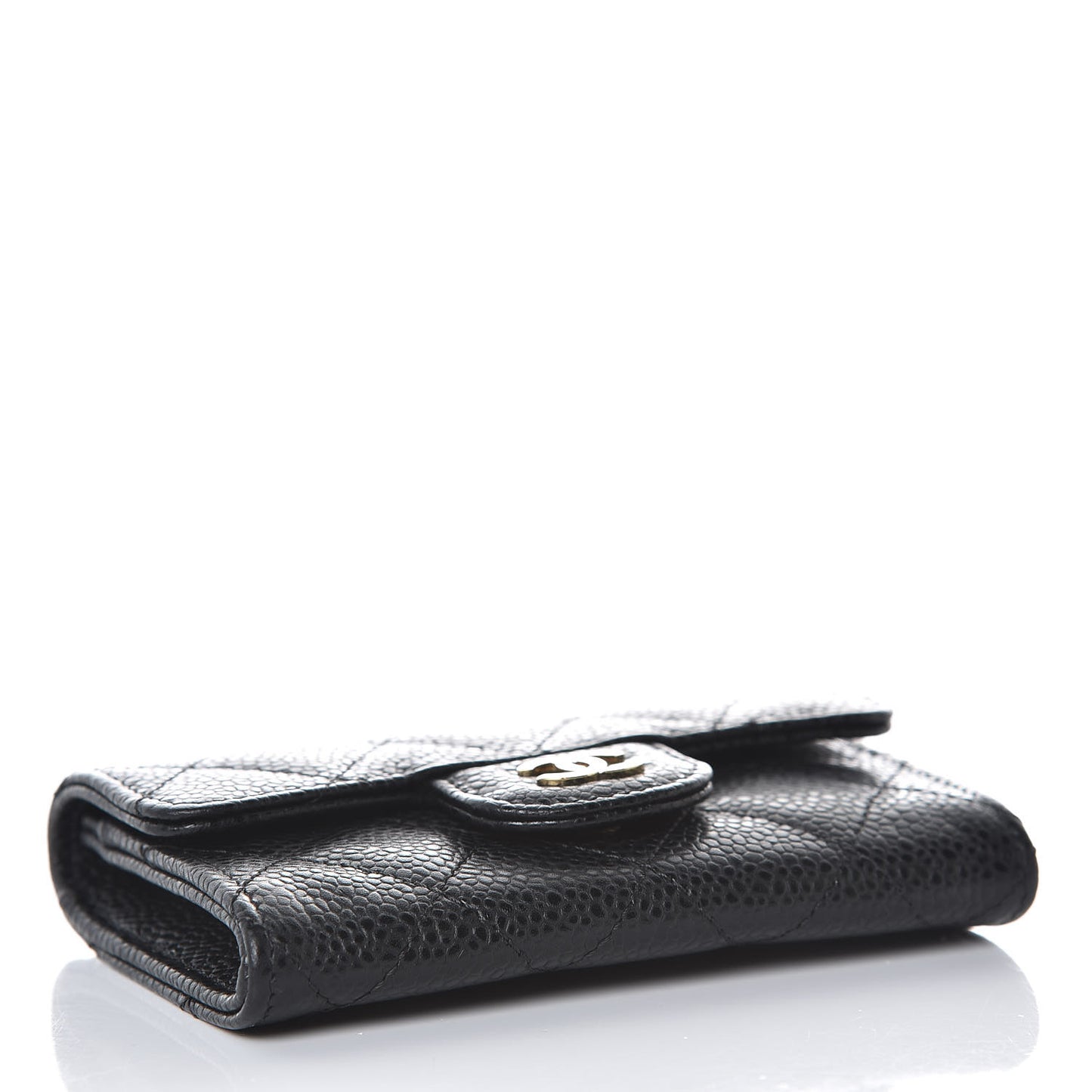 Caviar Quilted Flap Card Holder Black