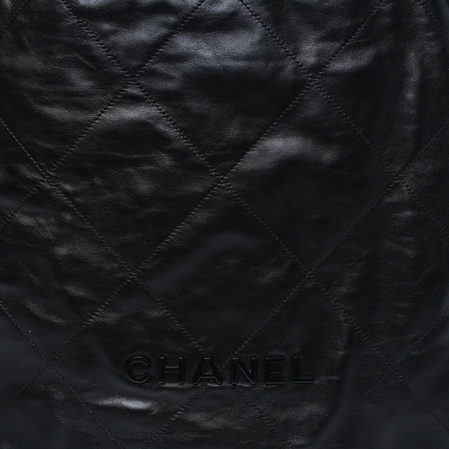Shiny Calfskin Quilted Chanel 22 Backpack So Black