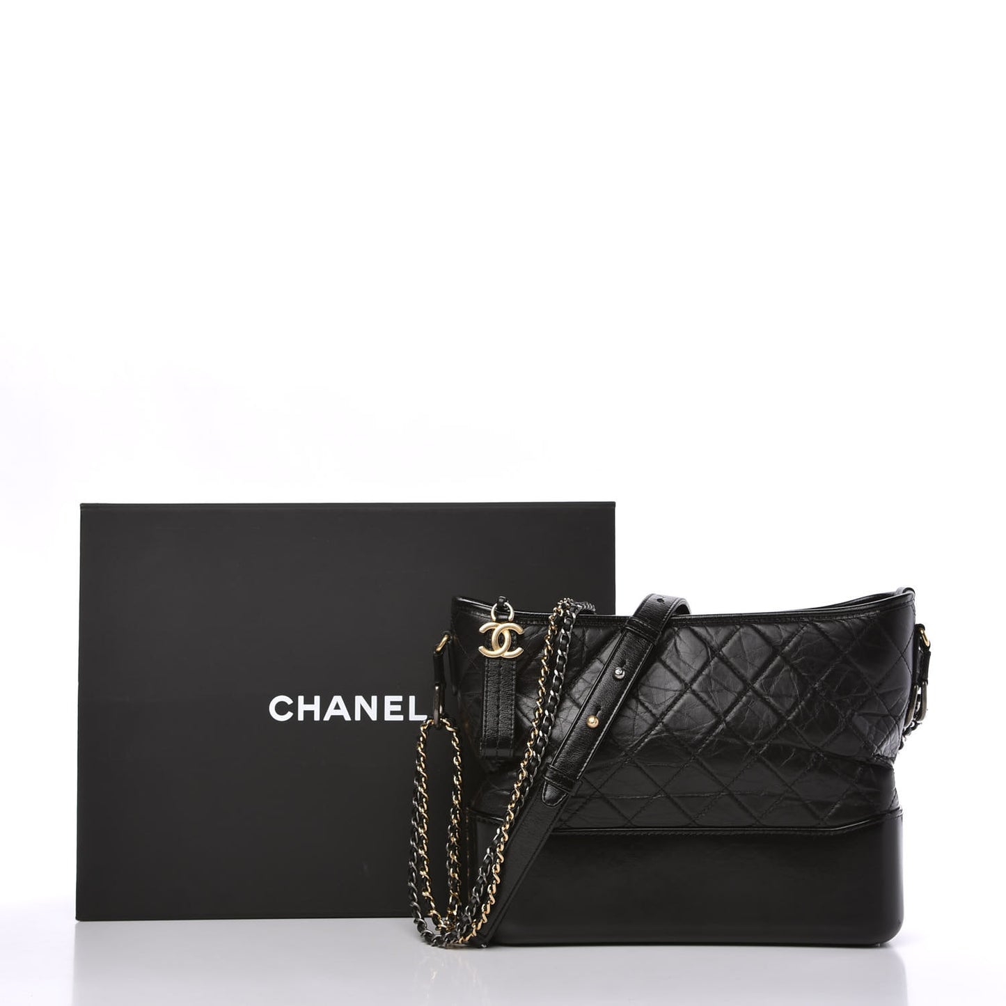 Aged Calfskin Quilted Medium Gabrielle Hobo Black