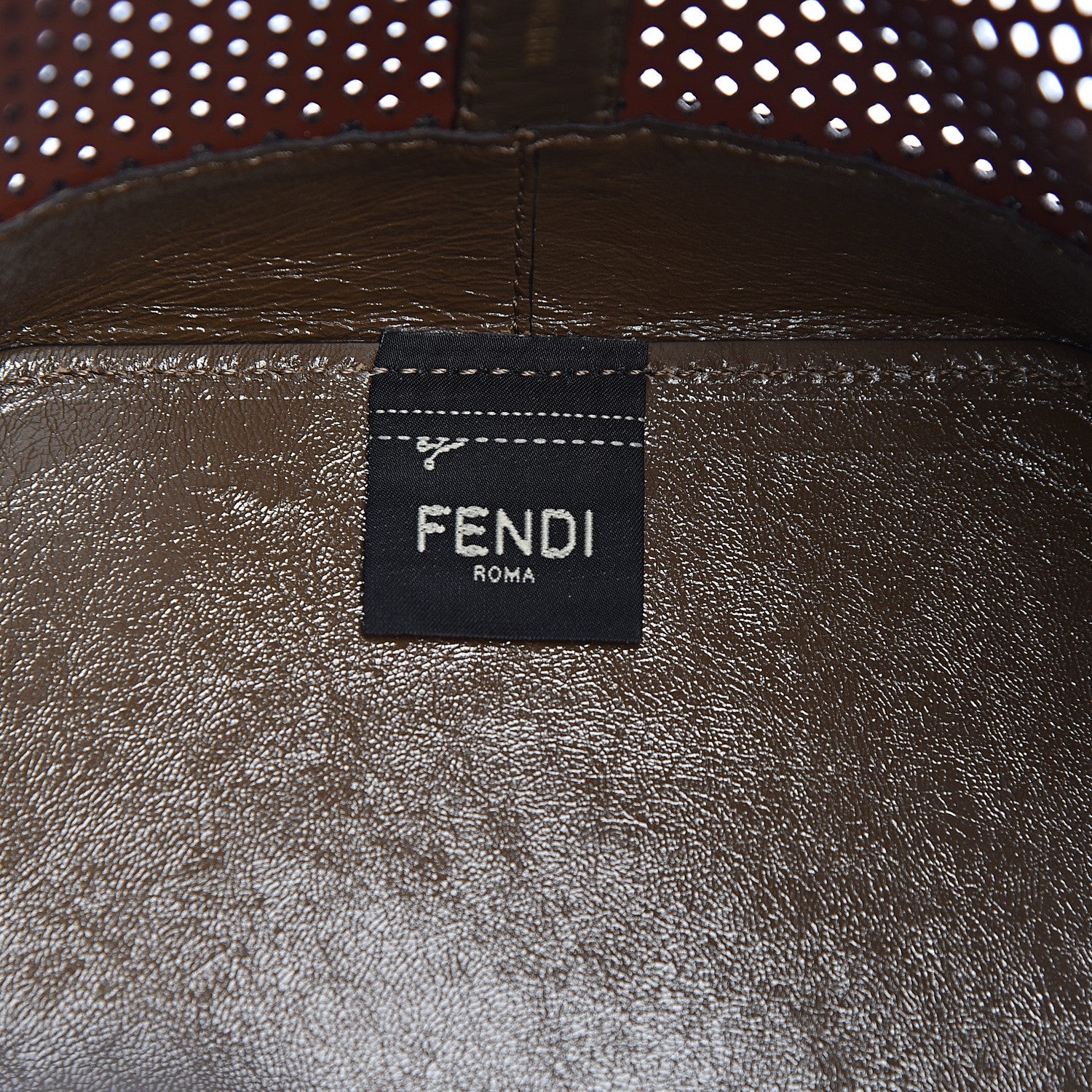 Fendi Vitello Liberty Glossy Lambskin F is Fendi Perforated Large Mon Tresor Bucket Bag White Ice Rust Maya 6 of 11