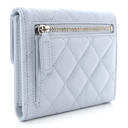 Chanel Caviar Quilted Compact Flap Wallet Light Blue 3 of 9