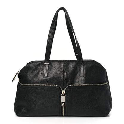 Fendi Sheepskin Zipper Satchel Black 1 of 13
