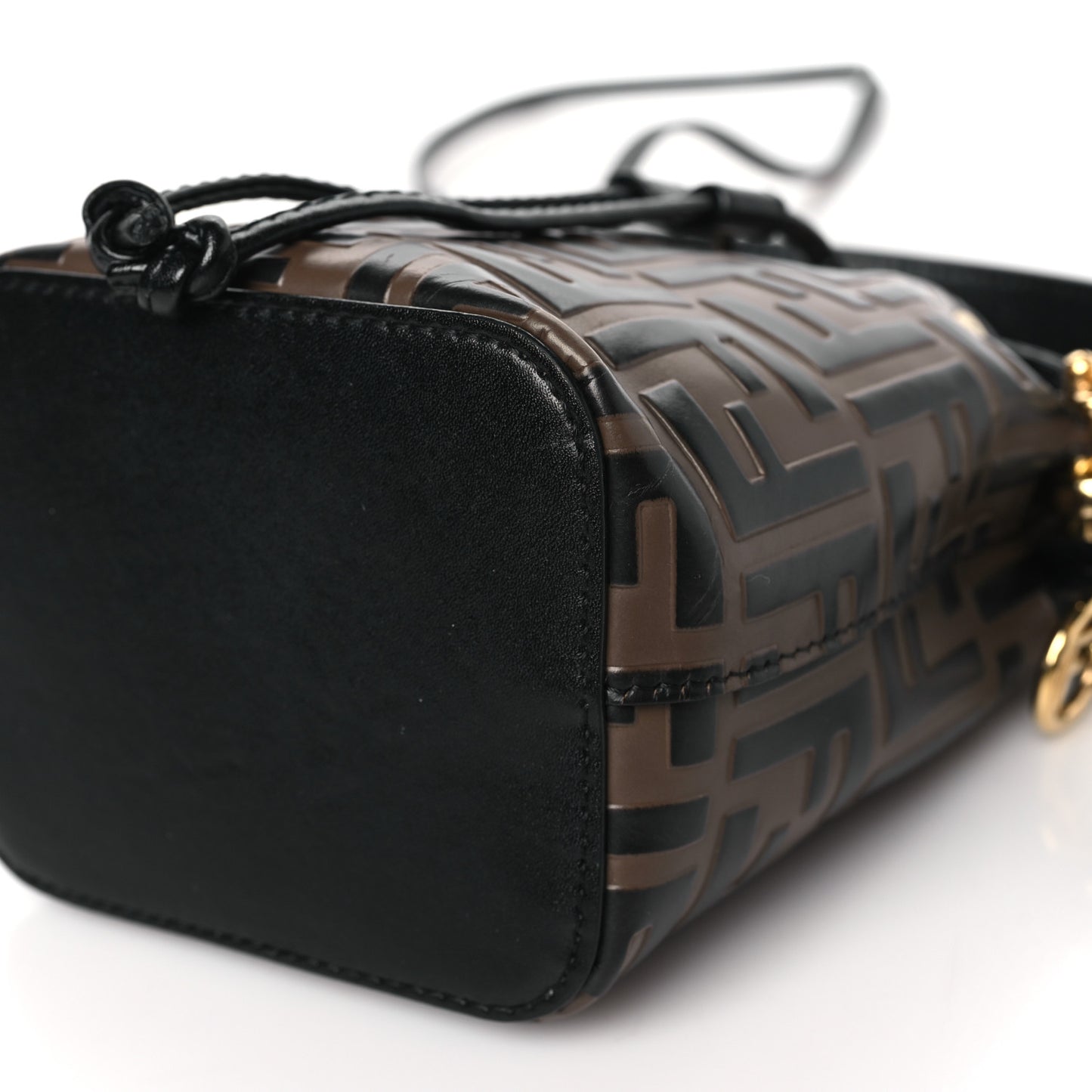 Vitello Liberty F is Fendi Bi-Color FF 1974 Embossed Mini Mon Tresor Bucket Bag Maya Black