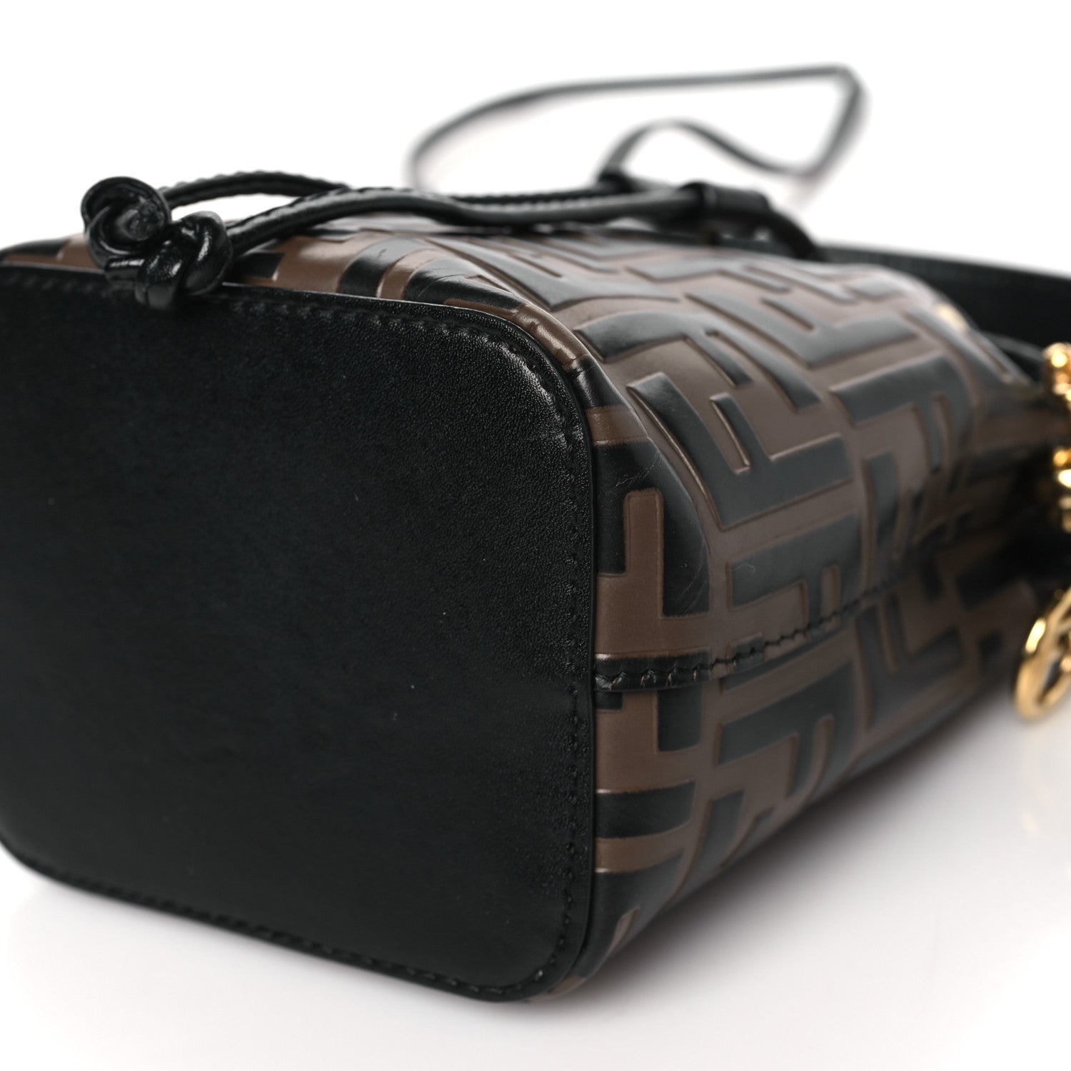 Fendi Vitello Liberty F is Fendi Bi-Color FF 1974 Embossed Mini Mon Tresor Bucket Bag Maya Black 10 of 14