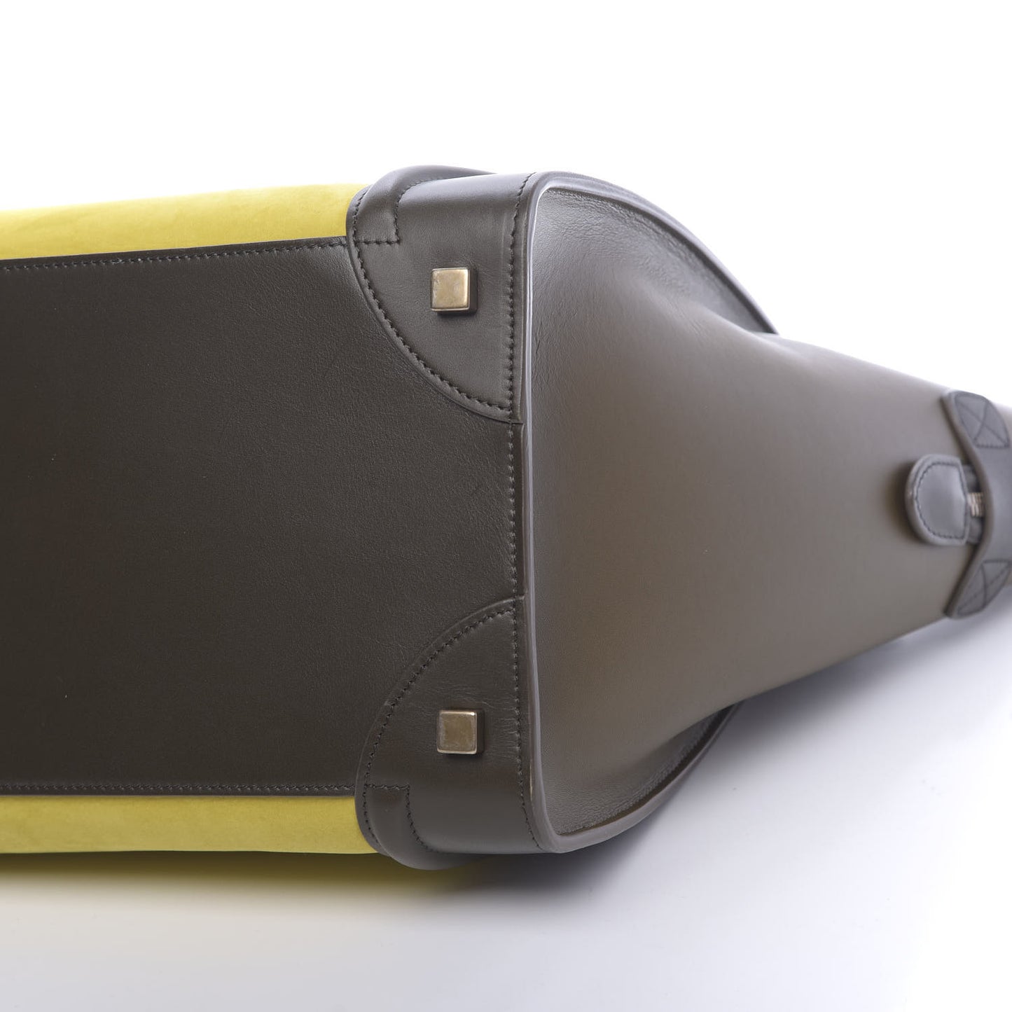 Nubuck Smooth Calfskin Mini Tri-Color Luggage Chartreuse