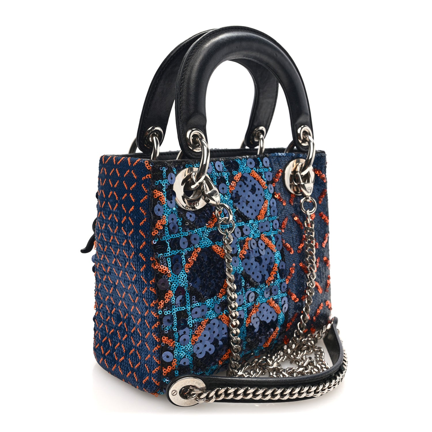 Christian Dior Sequin Lambskin Esprit Tokyo Mini Lady Dior Blue Multicolor 3 of 9